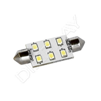 LAMPADINA A SILURO 6LED MM.42 LUCE BIANCA CALDA 8-35V